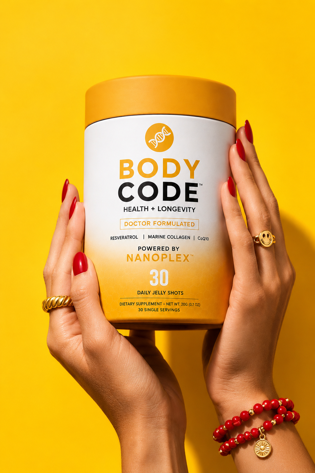 BODY CODE canister held in both hands